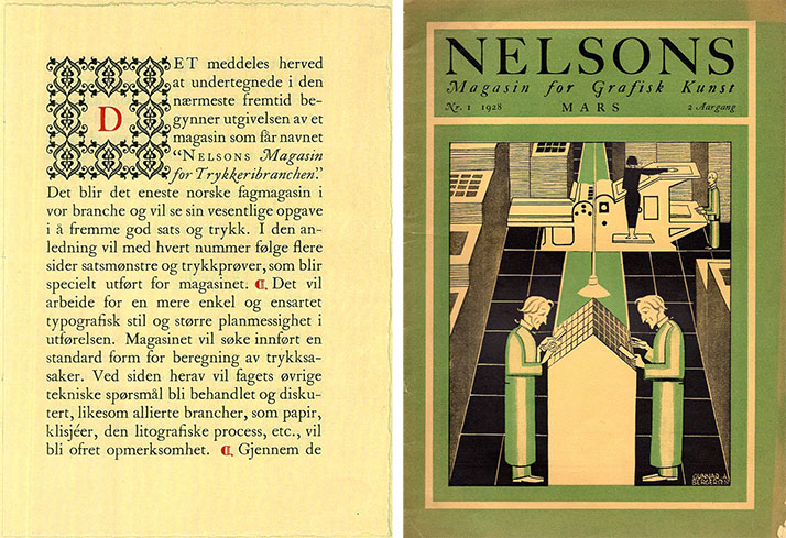 Innbydelse til Nelsons magasin og omslaget til 1928, nr 1