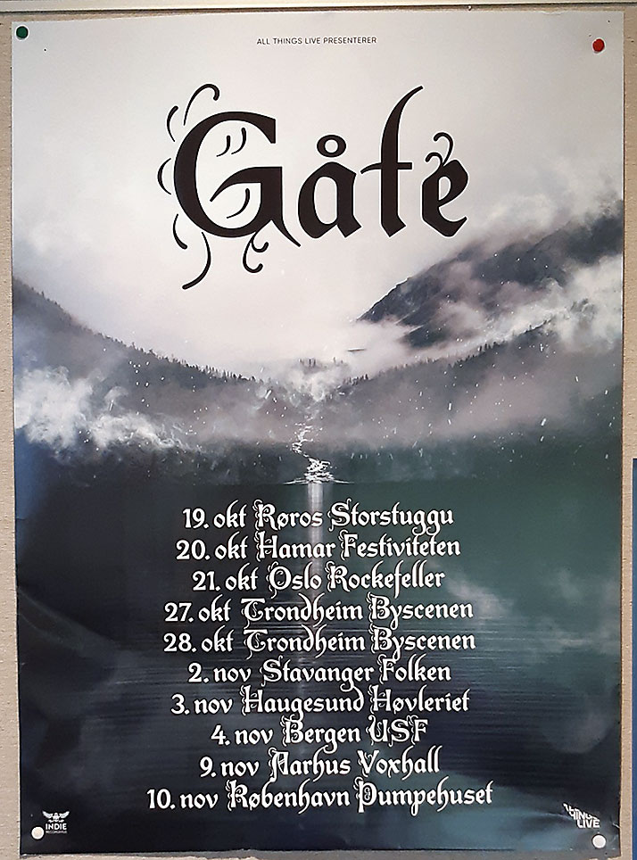 Konsertplakat for folkerockbandet Gåte.