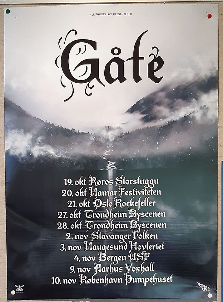 Konsertplakat for folkrockbandet Gåte