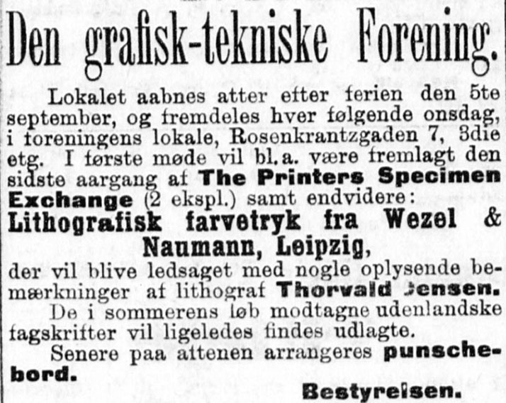 Annonse for møte i Den grafisk-tekniske forening