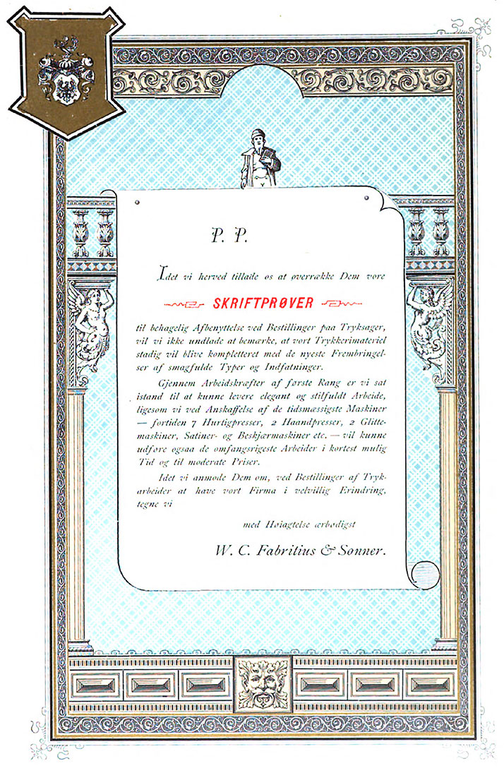 Fabritius' bidrag i Printers International Specimen Exchange 1888 Vol 9