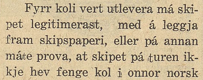 Eksempel på bruk av á fra Gula tidend 1920.