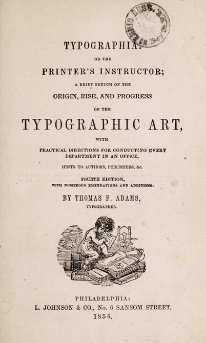 Tittelsida til Adams Typographia