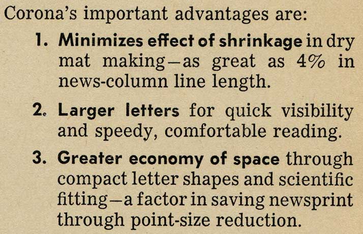 Linotype Corona fordeler