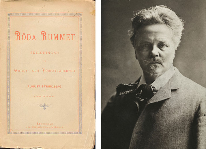 Omslaget til Röda rummet, portrett av August Strindberg.