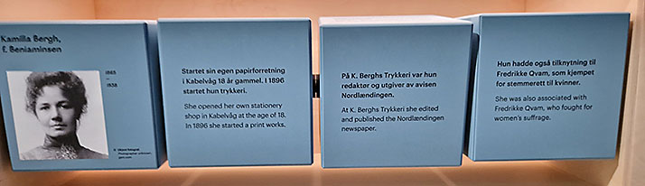 Presentasjonen av en av fire kvinnelige aktører i grafisk industri.